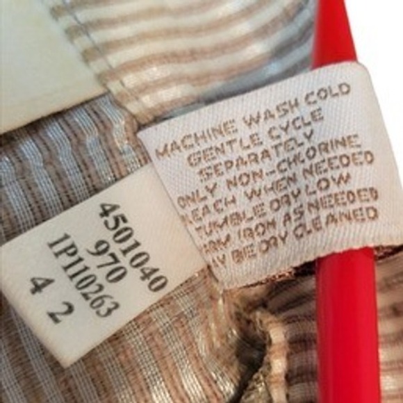 Chicos Metallic Striped Linen Blend Utility Jacket Silver Tan Size 0 Small - Picture 8 of 8